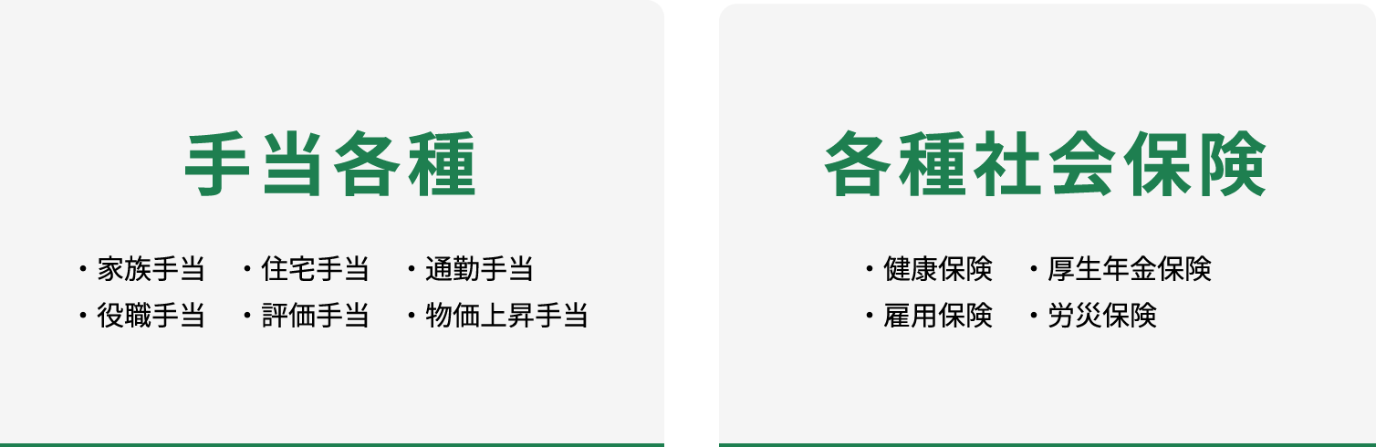 手当各種 各種社会保険